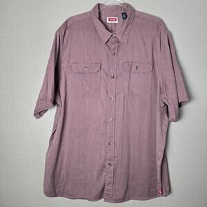 Wrangler Shirt Men's 2XL Solid Red Button Up Short Sleeve